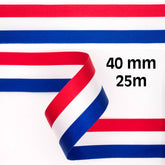Rood wit blauw lint | 40 mm | Aanbieding 25 meter Lint RWBLINT - 40MM - 25M